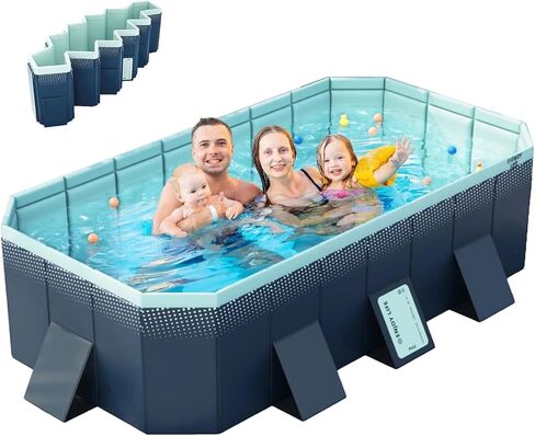 Foldable Pool, Non-Inflatable Swimming Pool for Kids, Adults and Pets, Large Portable Kids Pool for Outdoor Backyard Garden, 116" × 65" × 22" in Saudi Arabia
