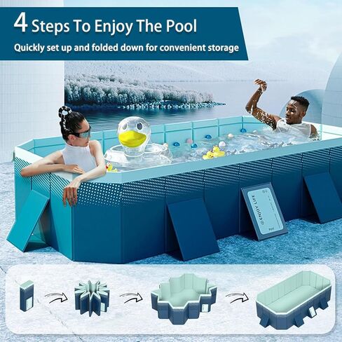 Foldable Pool, Non-Inflatable Swimming Pool for Kids, Adults and Pets, Large Portable Kids Pool for Outdoor Backyard Garden, 116" × 65" × 22" in Saudi Arabia