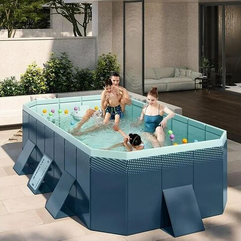 Foldable Pool, Non-Inflatable Swimming Pool for Kids, Adults and Pets, Large Portable Kids Pool for Outdoor Backyard Garden, 116" × 65" × 22" in Saudi Arabia