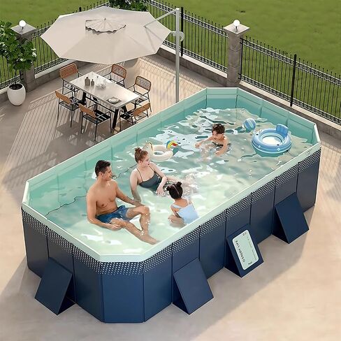 Foldable Pool, Non-Inflatable Swimming Pool for Kids, Adults and Pets, Large Portable Kids Pool for Outdoor Backyard Garden, 116" × 65" × 22" in Saudi Arabia