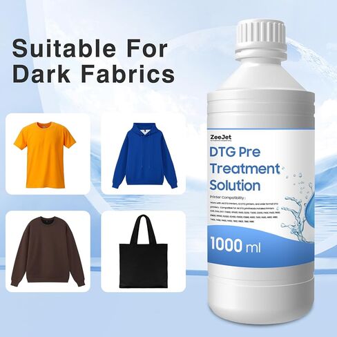 حل المعالجة قبل المعالجة DTG - سائل المعالجة للأقمشة الملونة الداكنة ، طلاء النسيج للطباعة المباشرة للملابس ، يعزز التصاق الحبر الأبيض ، متوافق مع جميع طابعات DTG ، 1000 مل - 34 أوقية in Kuwait