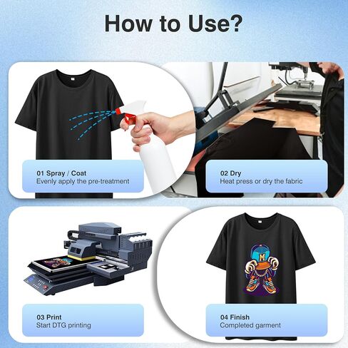 حل المعالجة قبل المعالجة DTG - سائل المعالجة للأقمشة الملونة الداكنة ، طلاء النسيج للطباعة المباشرة للملابس ، يعزز التصاق الحبر الأبيض ، متوافق مع جميع طابعات DTG ، 1000 مل - 34 أوقية in Kuwait