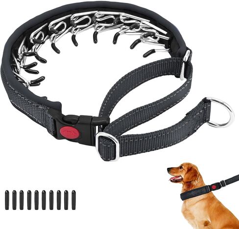 Martingale No Pull Cog Collar للكلاب الكبيرة المتوسطة الصغيرة ، والنيايلون الثقيلة عاكسة قابلة للتعديل طوق الانزلاق السحب مع مشبك للتدريب المشي M أسود الأسود in Kuwait