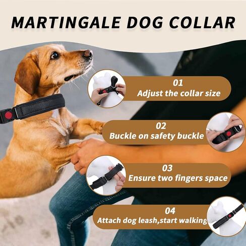 Martingale No Pull Cog Collar للكلاب الكبيرة المتوسطة الصغيرة ، والنيايلون الثقيلة عاكسة قابلة للتعديل طوق الانزلاق السحب مع مشبك للتدريب المشي M أسود الأسود in Kuwait
