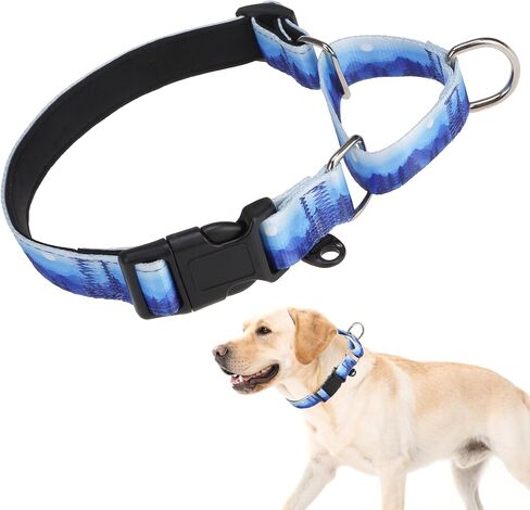 طوق Kooltail Martingale للكلاب ، طوق الكلب الشاق الناعم من النايلون الكلب للكلاب الصغيرة المتوسطة الصغيرة ، لا يمكن تعديله بدون سحب جرو عريض متين مع تصميم نمط للفتيان ، الأزرق L in Kuwait