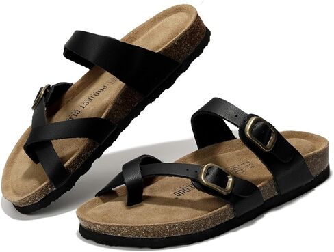 Summer Sandals Women Genuine Leather Slides for women 100% Natural Cork Footbed Womens Slides w/Straps Womens Sandals Comfortable Spring break outfit Women Footwear (Lian) in Kuwait