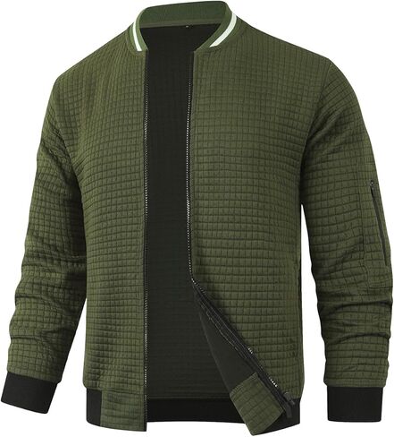 HOOD CREW Men’s Lightweight Casual Jackets Varsity Bomber Jacket Coat with Zipper in Kuwait