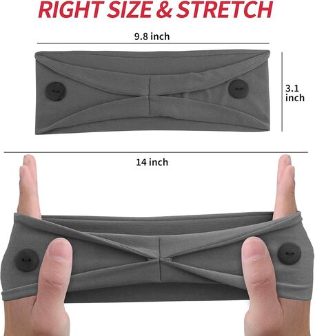 HoogaLife 4 قطع عصابات رأس مع أزرار للقناع، عمامة للنساء والرجال غير قابلة للانزلاق للتمارين الرياضية تحمي شعرك وأذنيك - مجموعة طبية in Kuwait