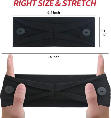 HoogaLife 4pcs Headbands With Buttons For Mask, Women's And Men's Turban Non-Slip Workout Headbands Hair Bands Protect Your Hair And Ears - Medical Set in Kuwait