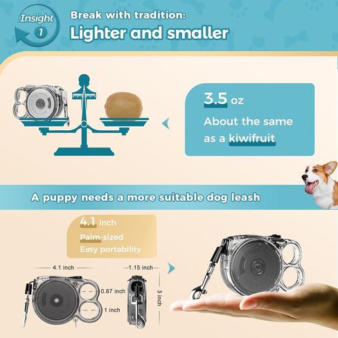10ft Retractable Dog Leash for Small Dogs, Puppies, and Cats, 360° Tangle-Free, One-Handed Brake, Applicable to Pets of Small Size in Kuwait