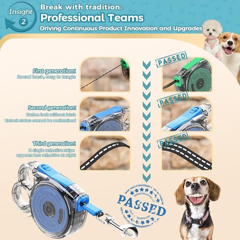 10ft Retractable Dog Leash for Small Dogs, Puppies, and Cats, 360° Tangle-Free, One-Handed Brake, Applicable to Pets of Small Size in Kuwait