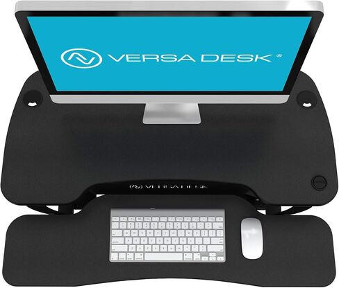 Power Pro Pro Electric Hight-Adminted Desk Riser بواسطة Propeatables | الولايات المتحدة المصنعة | محول المكتب الدائم | الجلوس للوقوف سطح المكتب مع لوحة المفاتيح + صينية الماوس | 36 "× 24" | أسود in Kuwait