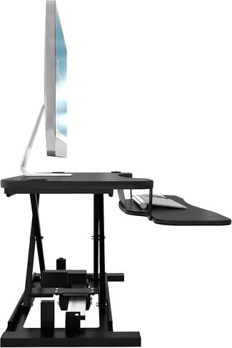 Power Pro Pro Electric Hight-Adminted Desk Riser بواسطة Propeatables | الولايات المتحدة المصنعة | محول المكتب الدائم | الجلوس للوقوف سطح المكتب مع لوحة المفاتيح + صينية الماوس | 36 "× 24" | أسود in Kuwait
