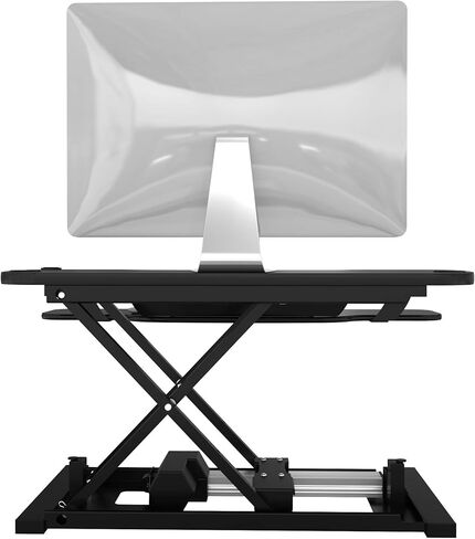 Power Pro Pro Electric Hight-Adminted Desk Riser بواسطة Propeatables | الولايات المتحدة المصنعة | محول المكتب الدائم | الجلوس للوقوف سطح المكتب مع لوحة المفاتيح + صينية الماوس | 36 "× 24" | أسود in Kuwait