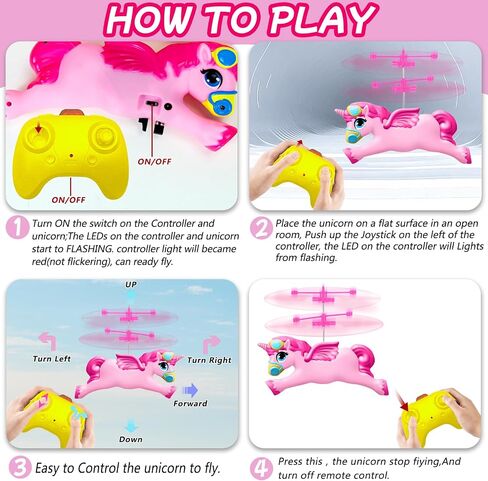 Flying Unicorn Toys for Girls, Rc & Hand Operated Flying Ball Mini Drone with LED Lights Remote Control Helicopter Indoor for Kids Age 6-8 9 10 11 12+ Years Old in Saudi Arabia