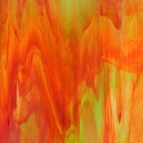 Wissmach Stained Glass Sheet: Orange and Green, Wisspy Opal (8"x12"-1 Sheet) by BiNARi Glass Studio in Saudi Arabia