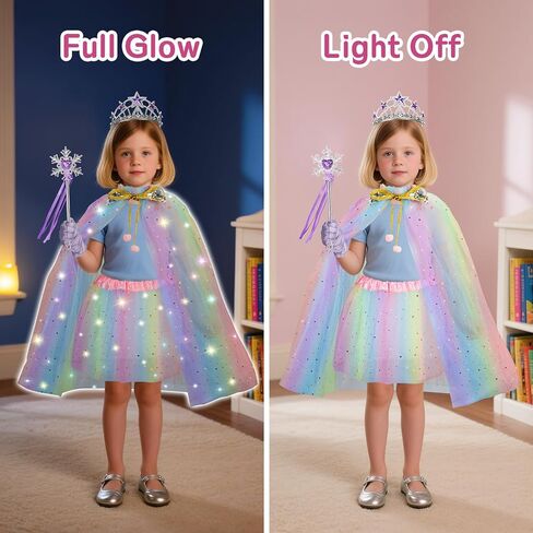 Princess Dress Up for Girls, Light Up Princess Costume Cape Set, Birthday Gifts Toys for Girls 3 4 5 6 Years Old in Kuwait