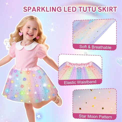 Princess Dress Up for Girls, Light Up Princess Costume Cape Set, Birthday Gifts Toys for Girls 3 4 5 6 Years Old in Kuwait