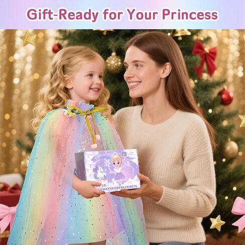 Princess Dress Up for Girls, Light Up Princess Costume Cape Set, Birthday Gifts Toys for Girls 3 4 5 6 Years Old in Kuwait