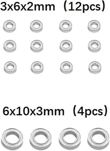 متوافق مع WPL C14 C24 B14 B24 B16 B36 لـ MN D90 لـ MN-90 لـ MN99S RC CAR Parts Upgreary Association 16PCS BEALING RC LOFFEMN in Saudi Arabia