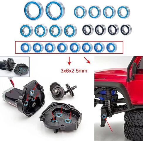 متوافق مع TRX4M ل Bronco للمدافع 1/18 RC زحف قطع الغيار البديل 22pcs المعادن محمل مجموعة أجزاء RC in Saudi Arabia