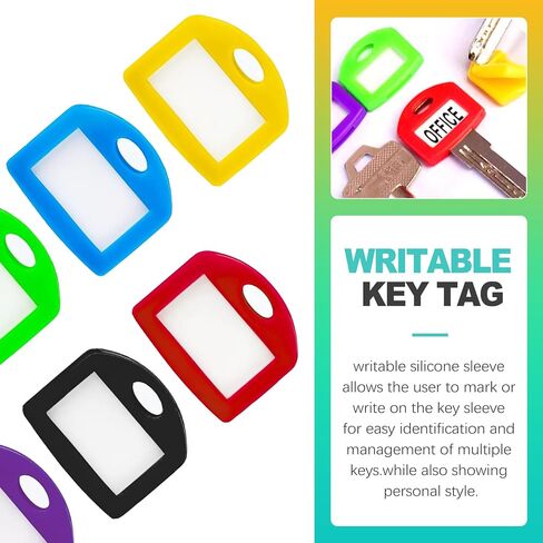 24 Pack Multi-Colored Plastic Key Tags with Write-On Labels & Split Rings, Flexible & Durable ID Markers for Easy Identification of House, Office, Car & Luggage in Saudi Arabia