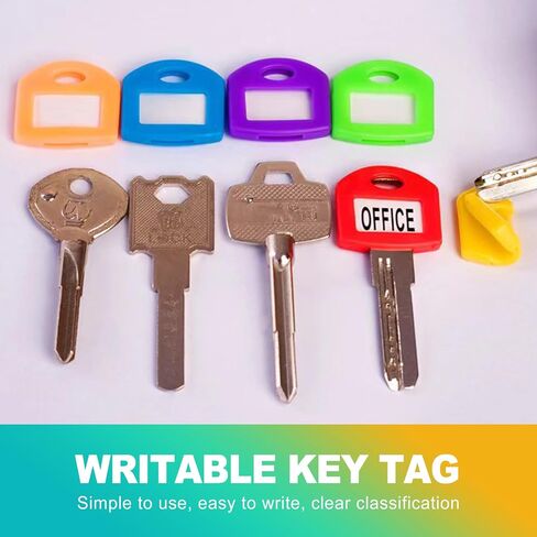 24 Pack Multi-Colored Plastic Key Tags with Write-On Labels & Split Rings, Flexible & Durable ID Markers for Easy Identification of House, Office, Car & Luggage in Saudi Arabia