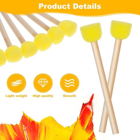 50pcs 0.6 '' Round Round Sponge Foam Brush Paint Sponge with Wooden Handle Foam Stencil للطلاء الأكريليكي ، وأدوات الطلاء للفنون والحرف اليدوية in Saudi Arabia