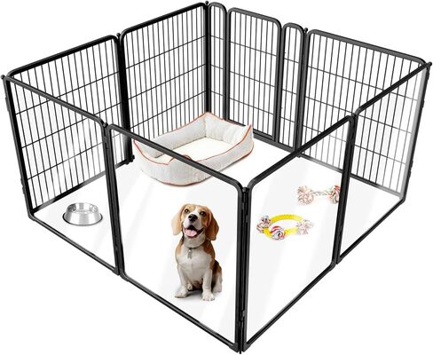 FXW Acrylic & Metal Unleashed Indoor Dog Playpen - مسرحية خالية من الإجهاد وآمنة ، وألواح أكريليك 4 بوصة 4 بوصة + 4 ألواح سلكية القلم الكلب للجرو والكلاب الصغيرة. in Kuwait