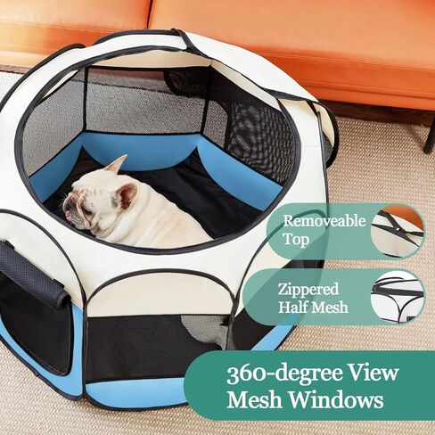 Dog Cat Playpen في الهواء الطلق في الهواء الطلق لسفر Cat Pet ، قفص الصناديق للشفاء بعد الجراحة ، PORTABLE POPT UP Dog Playpen في الهواء الطلق مع باب الغلاف العلوي السوستري للكلاب والقطط والحيوانات الصغيرة in Kuwait