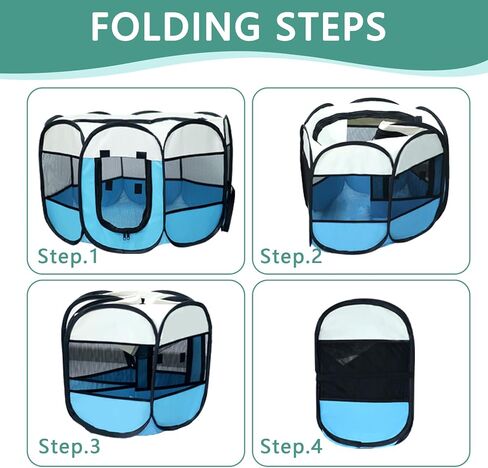 Dog Cat Playpen في الهواء الطلق في الهواء الطلق لسفر Cat Pet ، قفص الصناديق للشفاء بعد الجراحة ، PORTABLE POPT UP Dog Playpen في الهواء الطلق مع باب الغلاف العلوي السوستري للكلاب والقطط والحيوانات الصغيرة in Kuwait