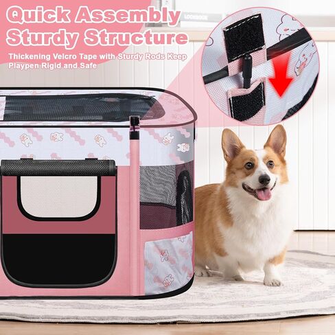 قابلة للطي للكلاب المسرحية الداخلية ، Playpen Playpen القابلة للتوسيع ، Portable Pet Playpen للحيوانات الصغيرة ، قفص خيمة بيت الكلب المقاومة للماء للسفر ، التخييم ، الاستخدام المنزلي والخارجي (S 27 "L x 19" W × 17 "H ، Pink) in Kuwait