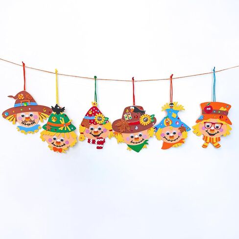 Winlyn 24 Sets Fall Craft Kits Autumn Scarecrow Crafts Fall Scarecrow Head Craft Kits Maple Leaves Pumpkins Harvest Foam Stickers Arts and Crafts for Kids Classroom Activities Holiday Party Favors in Saudi Arabia