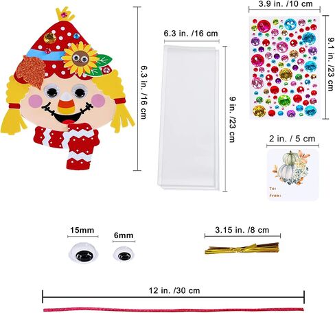 Winlyn 24 Sets Fall Craft Kits Autumn Scarecrow Crafts Fall Scarecrow Head Craft Kits Maple Leaves Pumpkins Harvest Foam Stickers Arts and Crafts for Kids Classroom Activities Holiday Party Favors in Saudi Arabia