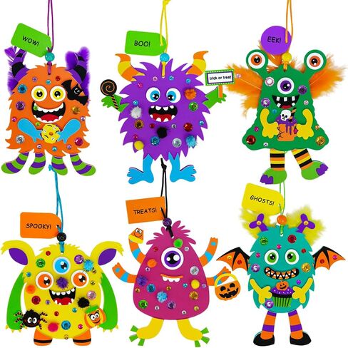 Winlyn 24 Sets Halloween Fall Crafts Kits for Kids Diy Monster Olments Foam Monster Monster Crafts Arts and Classe for Kids Classroom Art Party Favors in Saudi Arabia