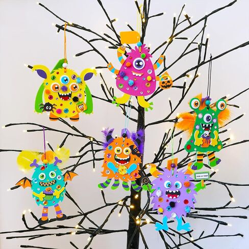 Winlyn 24 Sets Halloween Fall Crafts Kits for Kids Diy Monster Olments Foam Monster Monster Crafts Arts and Classe for Kids Classroom Art Party Favors in Saudi Arabia