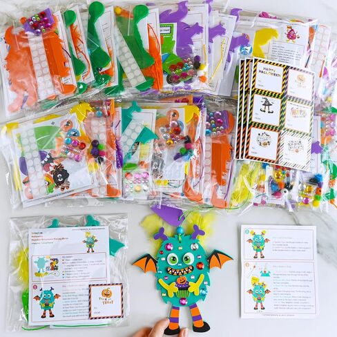 Winlyn 24 Sets Halloween Fall Crafts Kits for Kids Diy Monster Olments Foam Monster Monster Crafts Arts and Classe for Kids Classroom Art Party Favors in Saudi Arabia
