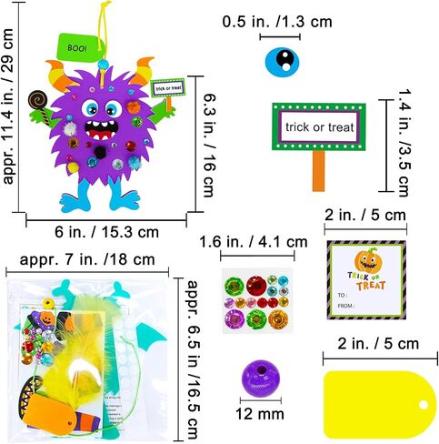 Winlyn 24 Sets Halloween Fall Crafts Kits for Kids Diy Monster Olments Foam Monster Monster Crafts Arts and Classe for Kids Classroom Art Party Favors in Saudi Arabia