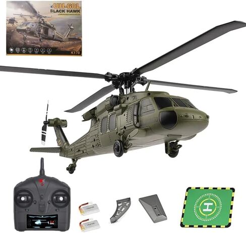 طائرة هليكوبتر K170 UH60L RC مع Gyro 6 محاور ، 2.4G 4CH طائرة هليكوبتر العسكرية التي يتم التحكم فيها عن بُعد محرك 6G محرك للمبتدئين للمبتدئين البالغين in Kuwait
