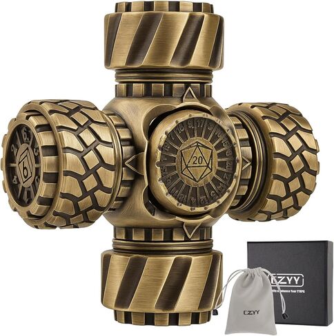 DND Spinner Dice-7-in-1 metal polyhedral dice with with jacks jacks و 4 wheel spinners | تخفيف الإجهاد ، سهل القراءة ، هدية رائعة وملحقات لـ DM ، Gamer & Collector (النمط B) in Kuwait