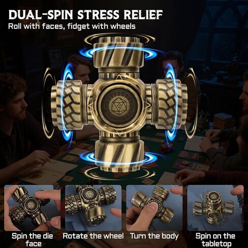 DND Spinner Dice-7-in-1 metal polyhedral dice with with jacks jacks و 4 wheel spinners | تخفيف الإجهاد ، سهل القراءة ، هدية رائعة وملحقات لـ DM ، Gamer & Collector (النمط B) in Kuwait