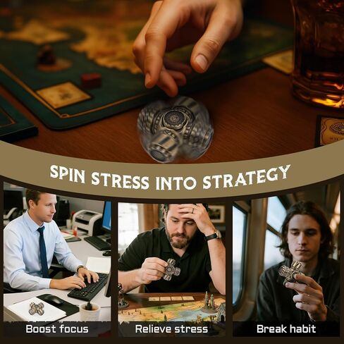 DND Spinner Dice-7-in-1 metal polyhedral dice with with jacks jacks و 4 wheel spinners | تخفيف الإجهاد ، سهل القراءة ، هدية رائعة وملحقات لـ DM ، Gamer & Collector (النمط B) in Kuwait