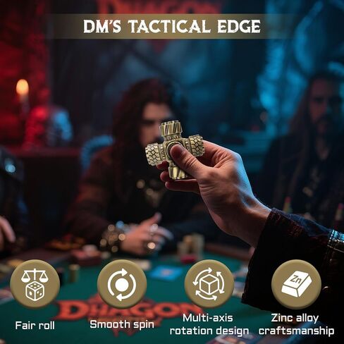 DND Spinner Dice-7-in-1 metal polyhedral dice with with jacks jacks و 4 wheel spinners | تخفيف الإجهاد ، سهل القراءة ، هدية رائعة وملحقات لـ DM ، Gamer & Collector (النمط B) in Kuwait