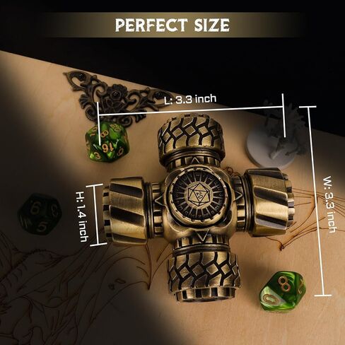 DND Spinner Dice-7-in-1 metal polyhedral dice with with jacks jacks و 4 wheel spinners | تخفيف الإجهاد ، سهل القراءة ، هدية رائعة وملحقات لـ DM ، Gamer & Collector (النمط B) in Kuwait