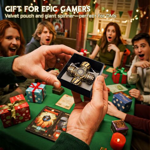 DND Spinner Dice-7-in-1 metal polyhedral dice with with jacks jacks و 4 wheel spinners | تخفيف الإجهاد ، سهل القراءة ، هدية رائعة وملحقات لـ DM ، Gamer & Collector (النمط B) in Kuwait
