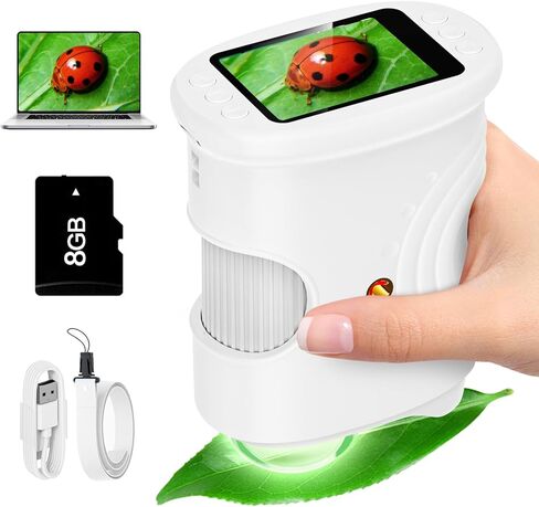 Digital Digital 1000x Zoom Mini Pocket Microscope ، HD Photo & Video Recording مع بطاقة TF 8 جيجابايت ، ألعاب تعليمية للفتيان 3 4 5 6 7 8+ سنوات ، هدايا عيد ميلاد STEM in Kuwait