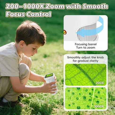 Digital Digital 1000x Zoom Mini Pocket Microscope ، HD Photo & Video Recording مع بطاقة TF 8 جيجابايت ، ألعاب تعليمية للفتيان 3 4 5 6 7 8+ سنوات ، هدايا عيد ميلاد STEM in Kuwait