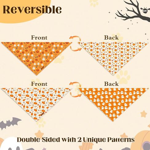 2 حزمة هالوين الكلب عصابات ، شعار العلامة التجارية الجلدية ، النسيج المزدوج للبشرة ناعمة ، ملحق وشاح الخريف للبنين والبنات ، مناسبة للهالوين والمشي اليومي والرزحة العائلية in Kuwait