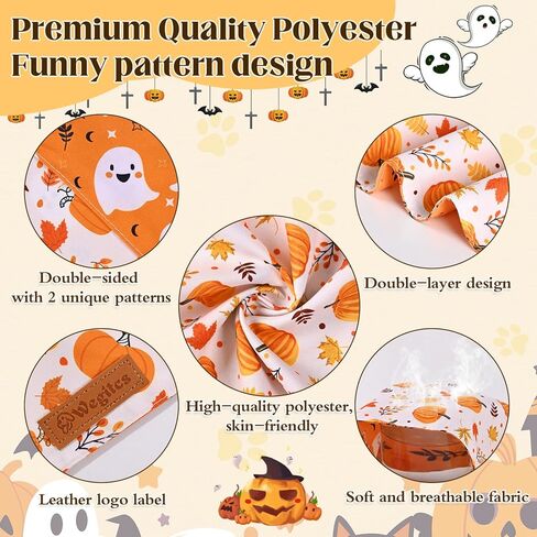 2 حزمة هالوين الكلب عصابات ، شعار العلامة التجارية الجلدية ، النسيج المزدوج للبشرة ناعمة ، ملحق وشاح الخريف للبنين والبنات ، مناسبة للهالوين والمشي اليومي والرزحة العائلية in Kuwait