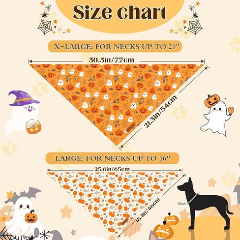2 حزمة هالوين الكلب عصابات ، شعار العلامة التجارية الجلدية ، النسيج المزدوج للبشرة ناعمة ، ملحق وشاح الخريف للبنين والبنات ، مناسبة للهالوين والمشي اليومي والرزحة العائلية in Kuwait